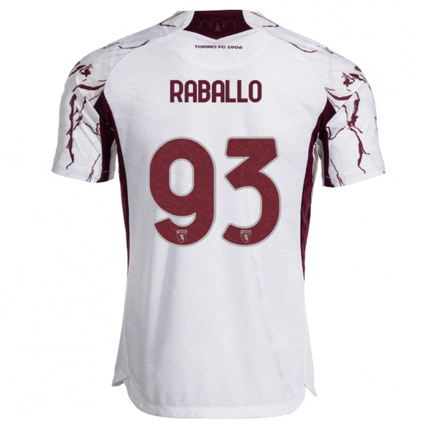 Danxen Dzieci Alessio Raballo #93 Biały Burgundowy Wyjazdowa Koszulka 2025/26 Koszulki Klubowe