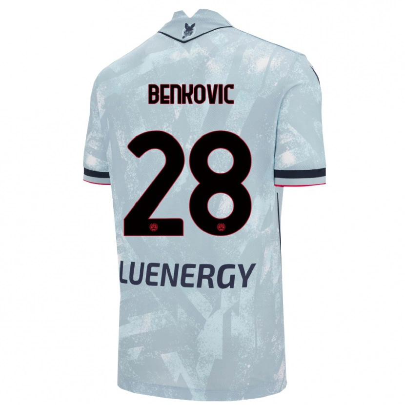 Danxen Dzieci Filip Benkovic #28 Jasnoniebieski Czarny Wyjazdowa Koszulka 2025/26 Koszulki Klubowe