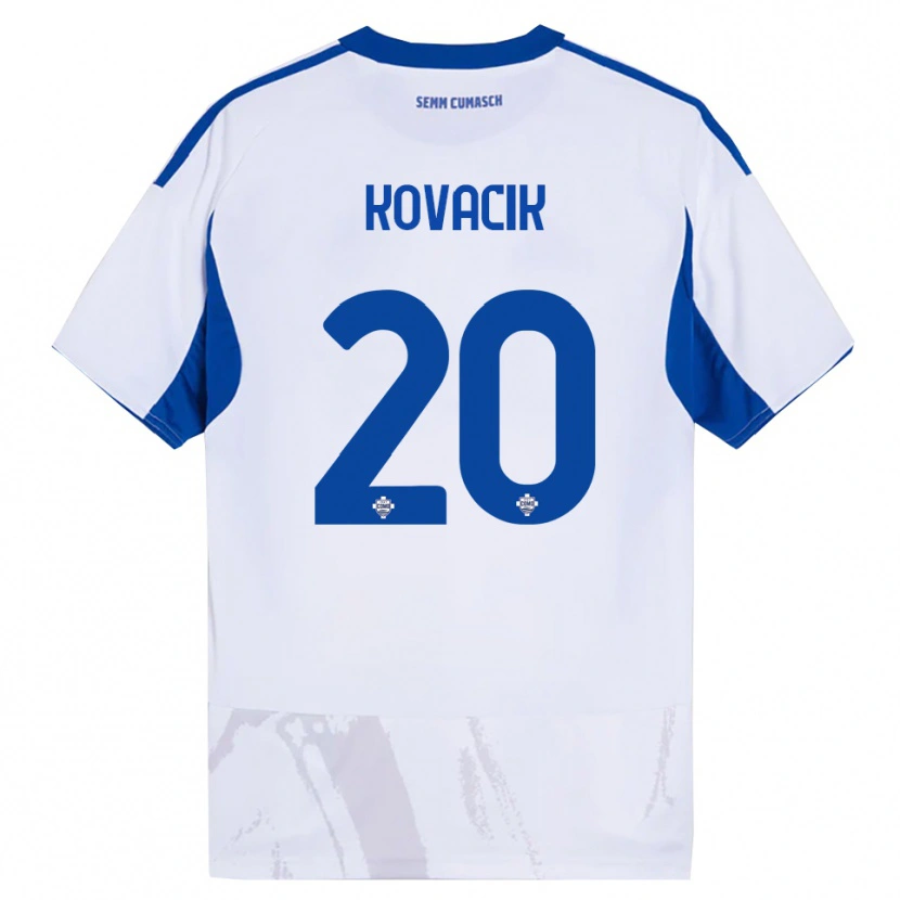 Danxen Dzieci Peter Kovacik #20 Biały Niebieski Wyjazdowa Koszulka 2025/26 Koszulki Klubowe