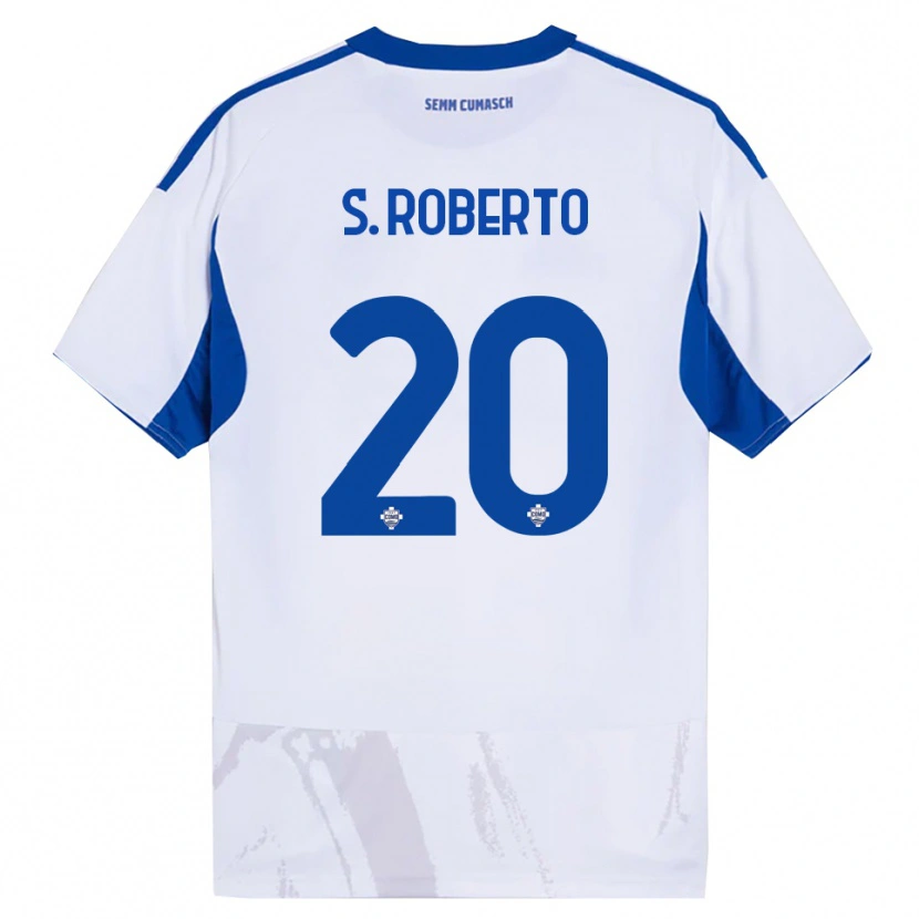 Danxen Dzieci Sergi Roberto #20 Biały Niebieski Wyjazdowa Koszulka 2025/26 Koszulki Klubowe