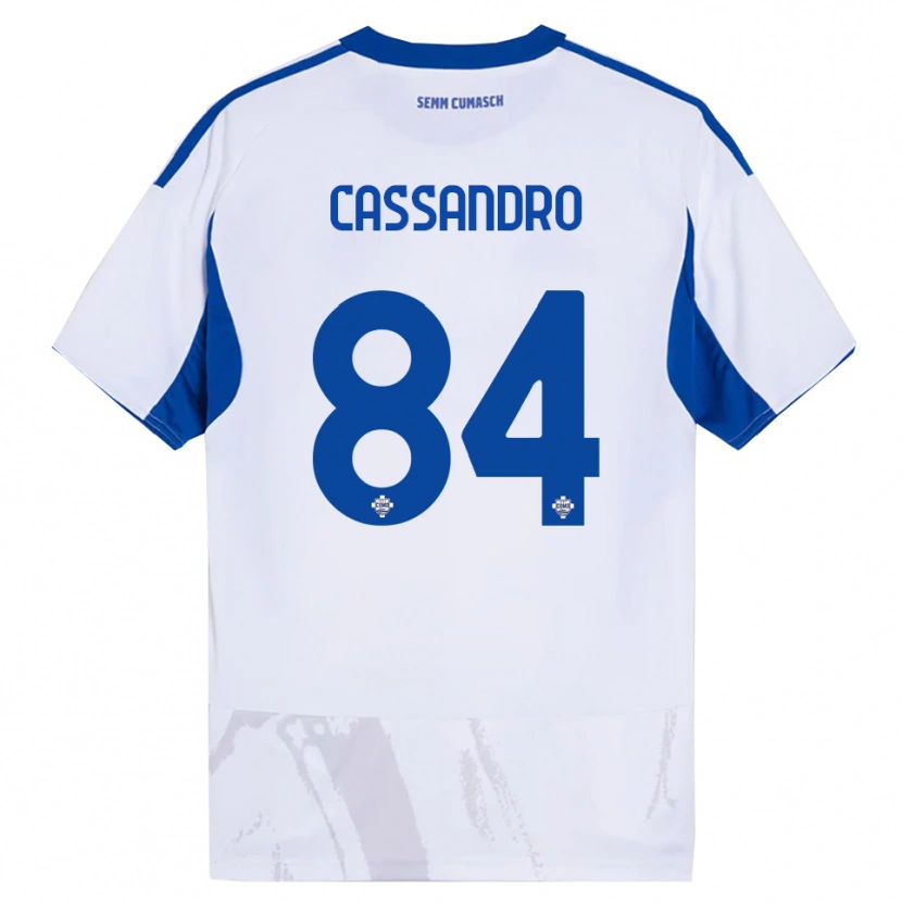 Danxen Dzieci Tommaso Cassandro #84 Biały Niebieski Wyjazdowa Koszulka 2025/26 Koszulki Klubowe