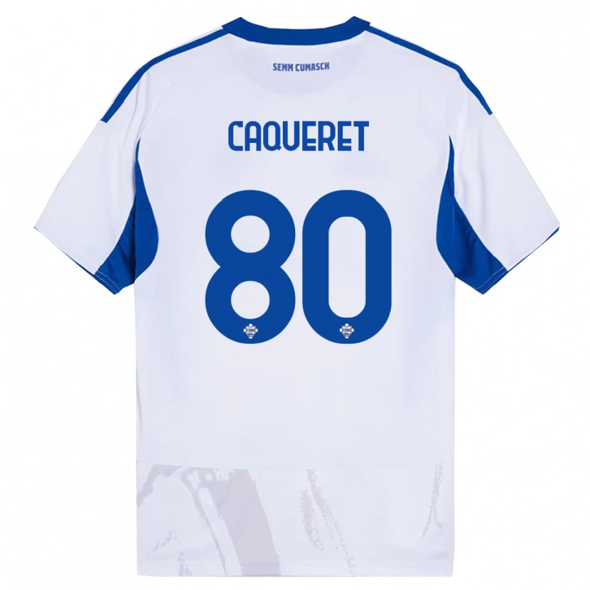 Danxen Dzieci Maxence Caqueret #80 Biały Niebieski Wyjazdowa Koszulka 2025/26 Koszulki Klubowe