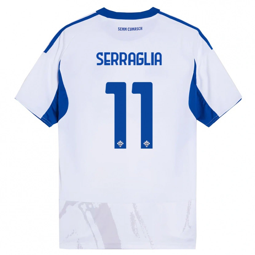 Danxen Dzieci Lucas Serraglia #11 Biały Niebieski Wyjazdowa Koszulka 2025/26 Koszulki Klubowe