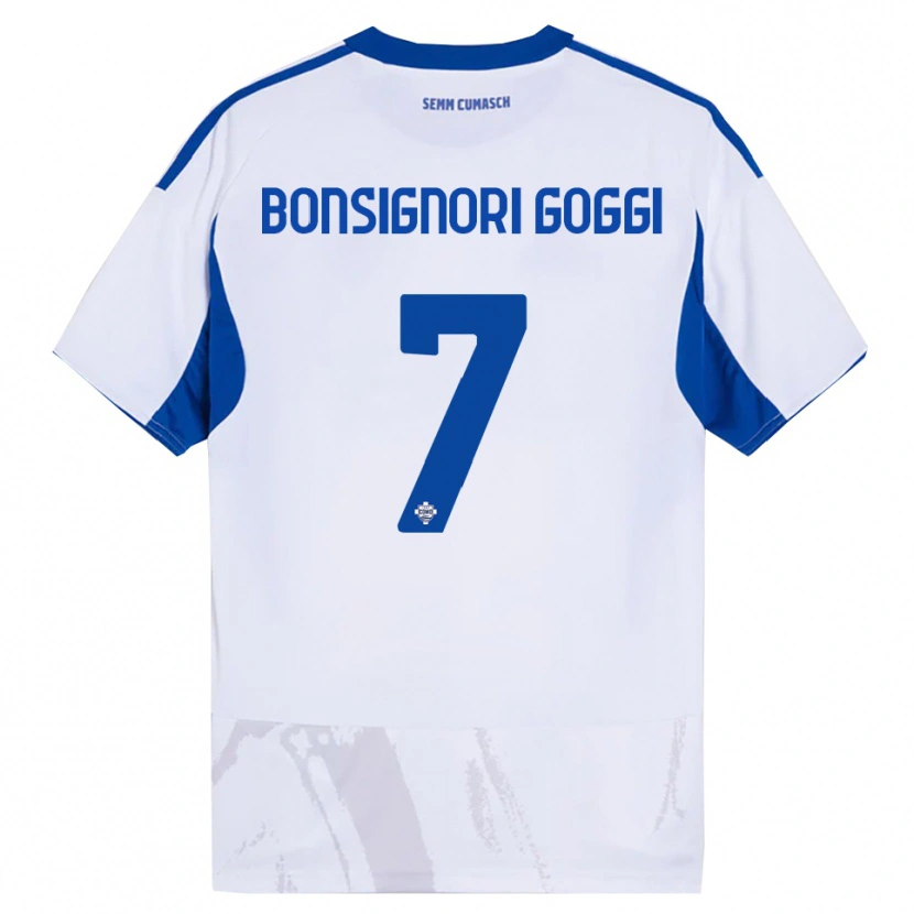 Danxen Dzieci Lorenzo Bonsignori #7 Biały Niebieski Wyjazdowa Koszulka 2025/26 Koszulki Klubowe