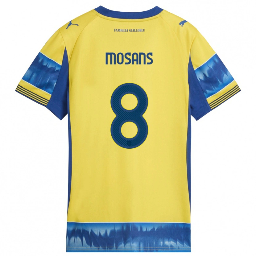 Danxen Dzieci Kristaps Mosans #8 Żółty Niebieski Wyjazdowa Koszulka 2025/26 Koszulki Klubowe