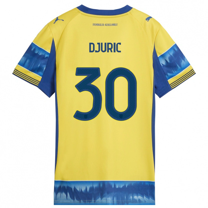 Danxen Dzieci Milan Djuric #30 Żółty Niebieski Wyjazdowa Koszulka 2025/26 Koszulki Klubowe