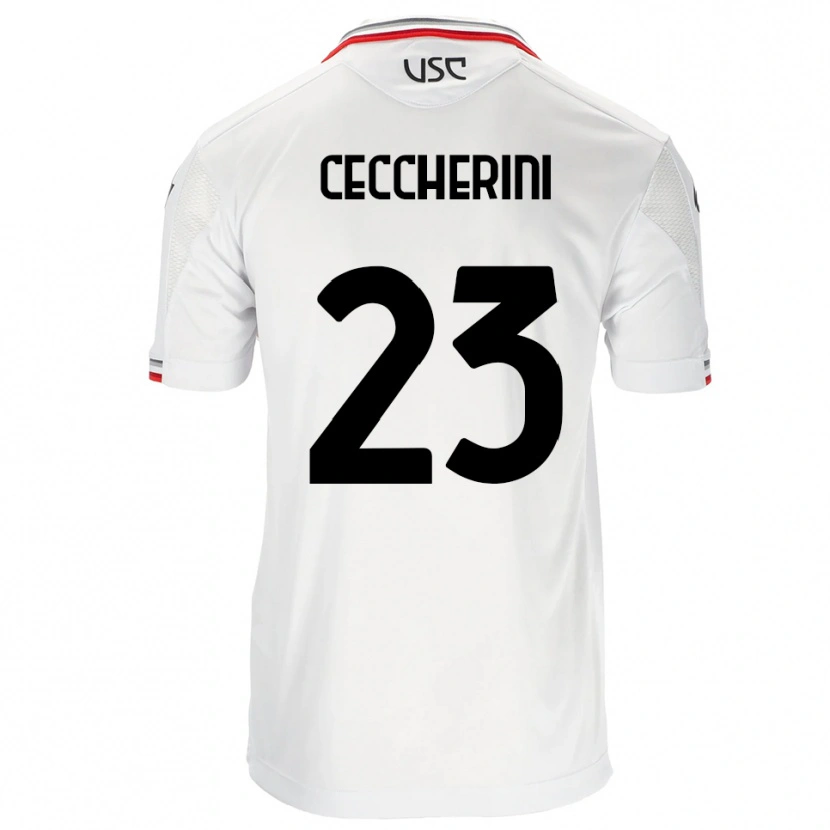 Danxen Dzieci Federico Ceccherini #23 Biały Czerwony Wyjazdowa Koszulka 2025/26 Koszulki Klubowe