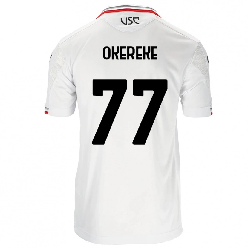 Danxen Dzieci David Okereke #77 Biały Czerwony Wyjazdowa Koszulka 2025/26 Koszulki Klubowe