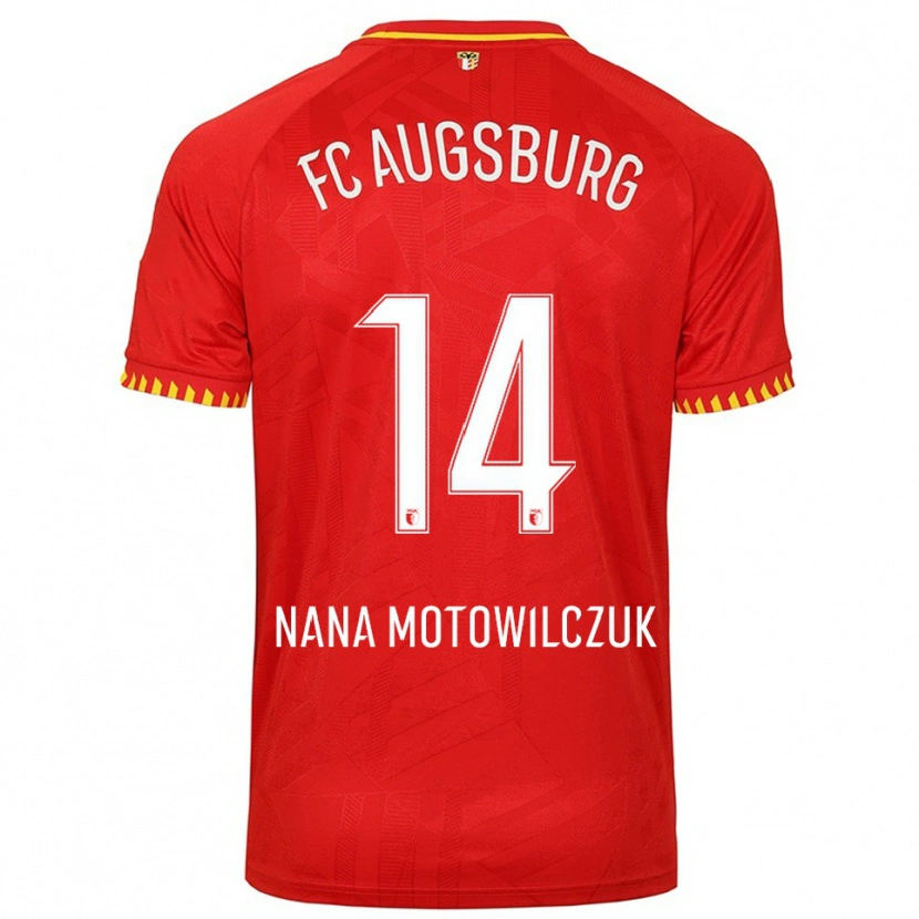 Danxen Dzieci Kevin Nana Motowilczuk #14 Czerwony Żółty Wyjazdowa Koszulka 2025/26 Koszulki Klubowe