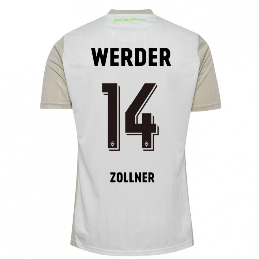 Danxen Dzieci Adrian Zollner #14 Biały Czarny Wyjazdowa Koszulka 2025/26 Koszulki Klubowe