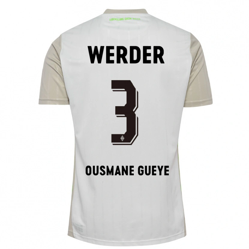 Danxen Dzieci Papa Ousmane Gueye #3 Biały Czarny Wyjazdowa Koszulka 2025/26 Koszulki Klubowe
