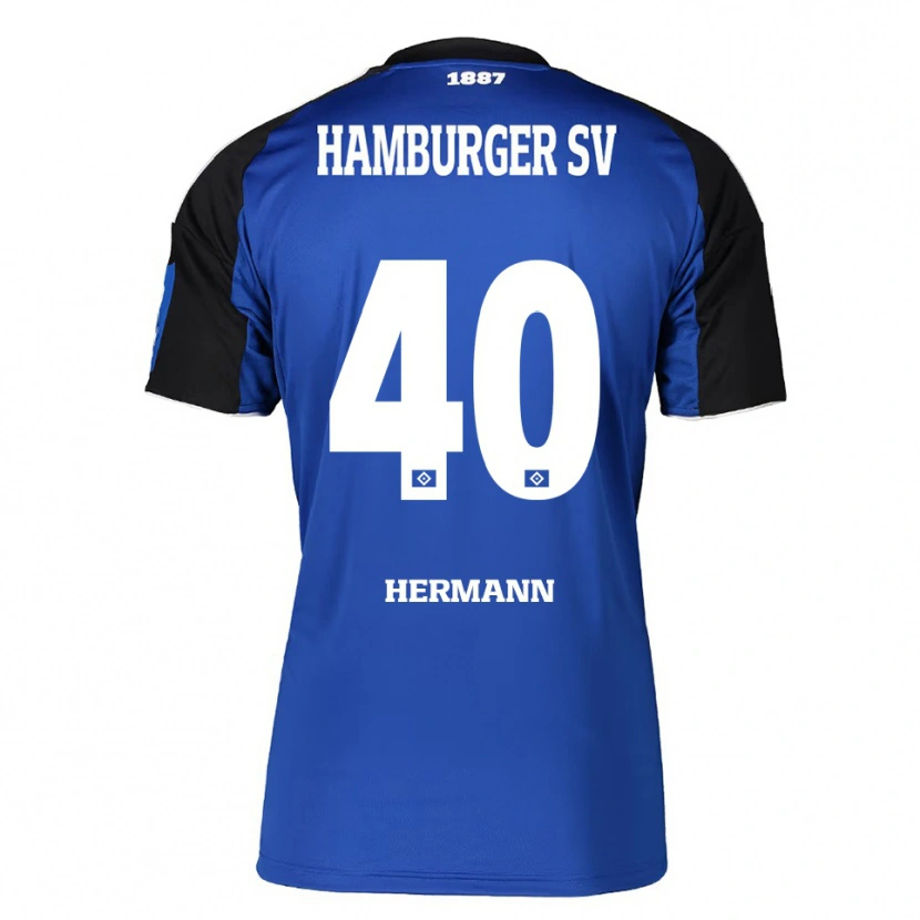 Danxen Dzieci Hannes Hermann #40 Niebieski Czarny Wyjazdowa Koszulka 2025/26 Koszulki Klubowe