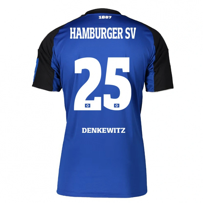 Danxen Dzieci Nick Denkewitz #25 Niebieski Czarny Wyjazdowa Koszulka 2025/26 Koszulki Klubowe