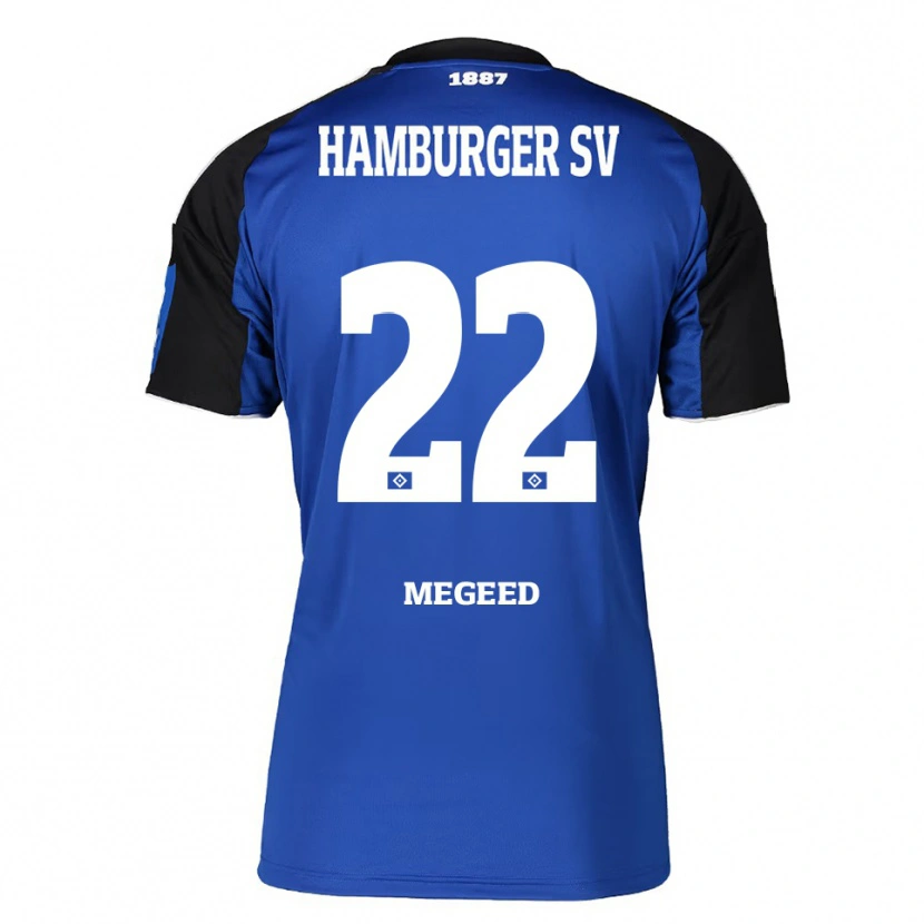 Danxen Dzieci Omar Megeed #22 Niebieski Czarny Wyjazdowa Koszulka 2025/26 Koszulki Klubowe