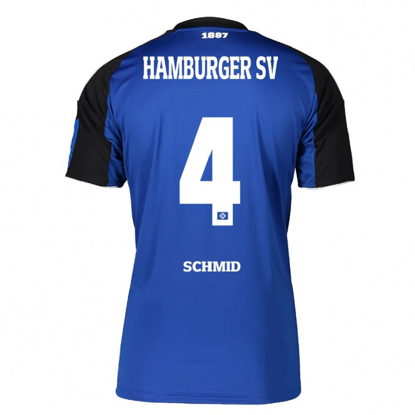 Danxen Dzieci Maximilian Schmid #4 Niebieski Czarny Wyjazdowa Koszulka 2025/26 Koszulki Klubowe