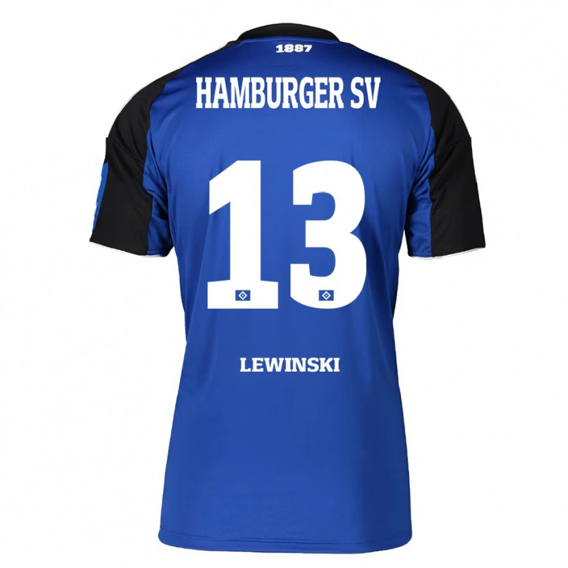 Danxen Dzieci Fyn-Luca Lewinski #13 Niebieski Czarny Wyjazdowa Koszulka 2025/26 Koszulki Klubowe