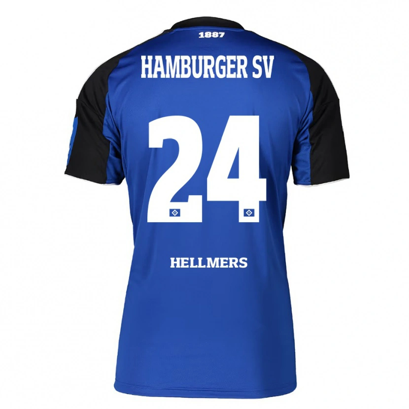 Danxen Dzieci Maximilian Hellmers #24 Niebieski Czarny Wyjazdowa Koszulka 2025/26 Koszulki Klubowe