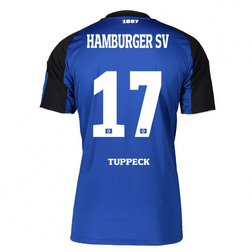 Danxen Dzieci Niklas Tuppeck #17 Niebieski Czarny Wyjazdowa Koszulka 2025/26 Koszulki Klubowe