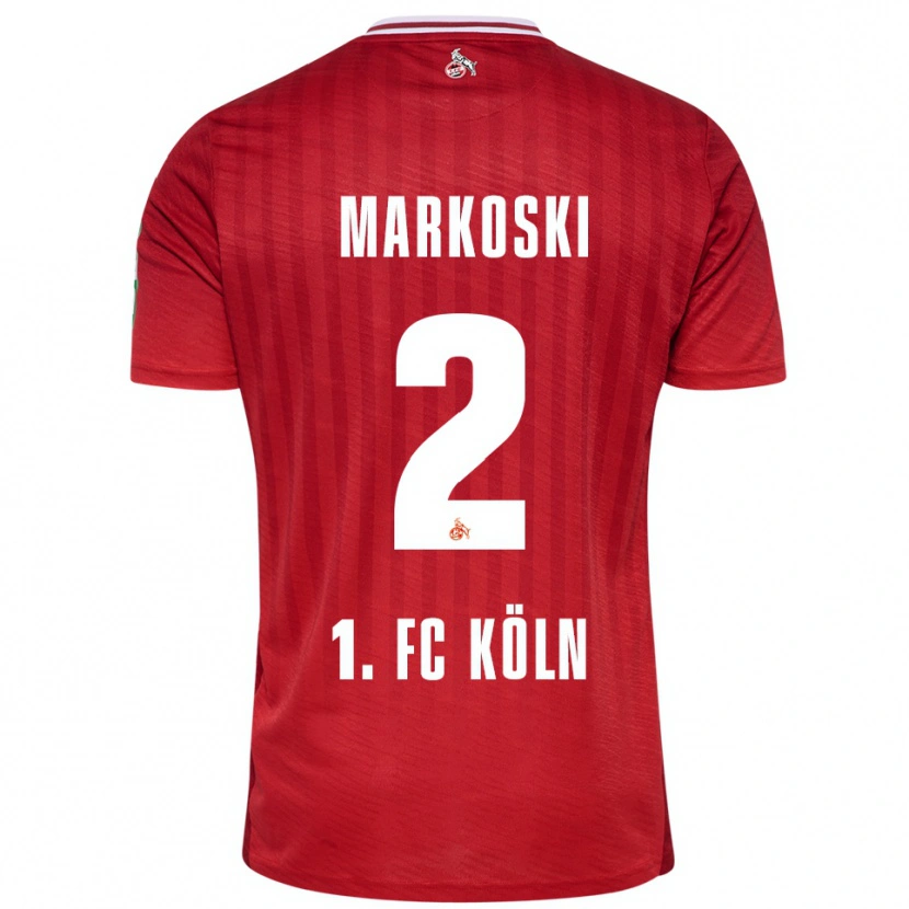 Danxen Dzieci Kristian Markoski #2 Czerwony Biały Wyjazdowa Koszulka 2025/26 Koszulki Klubowe