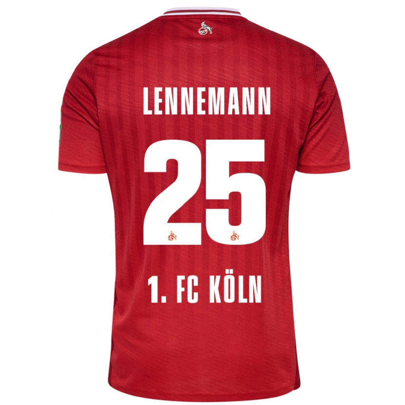Danxen Dzieci Bernie Lennemann #25 Czerwony Biały Wyjazdowa Koszulka 2025/26 Koszulki Klubowe