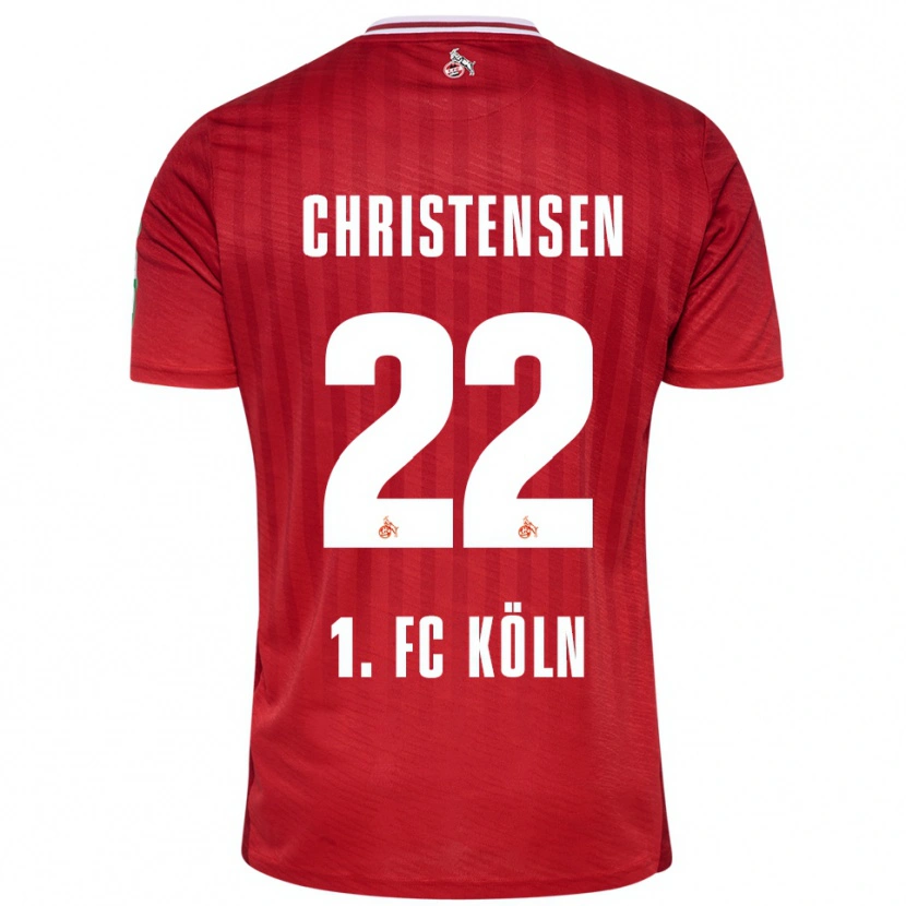 Danxen Dzieci Jacob Christensen #22 Czerwony Biały Wyjazdowa Koszulka 2025/26 Koszulki Klubowe