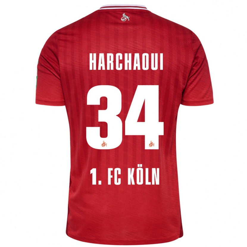 Danxen Dzieci Fayssal Harchaoui #34 Czerwony Biały Wyjazdowa Koszulka 2025/26 Koszulki Klubowe