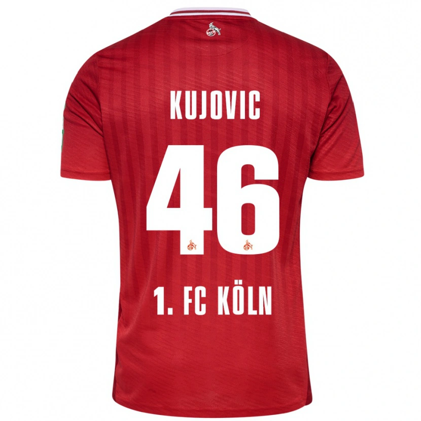 Danxen Dzieci Emin Kujovic #46 Czerwony Biały Wyjazdowa Koszulka 2025/26 Koszulki Klubowe