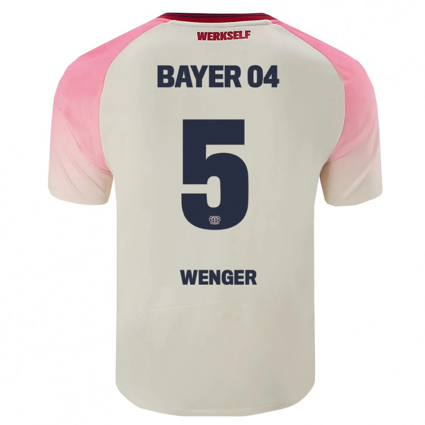 Danxen Dzieci Claudia Wenger #5 Różowy Złamana Biel Wyjazdowa Koszulka 2025/26 Koszulki Klubowe