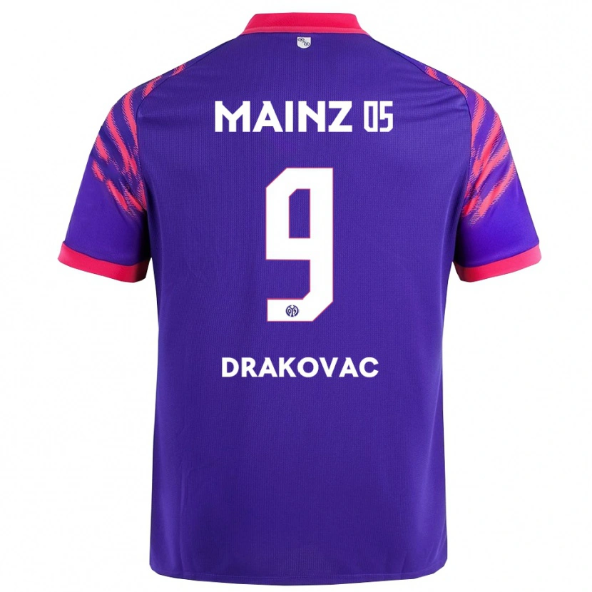 Danxen Dzieci Benjamin Drakovac #9 Granatowy Różowy Wyjazdowa Koszulka 2025/26 Koszulki Klubowe