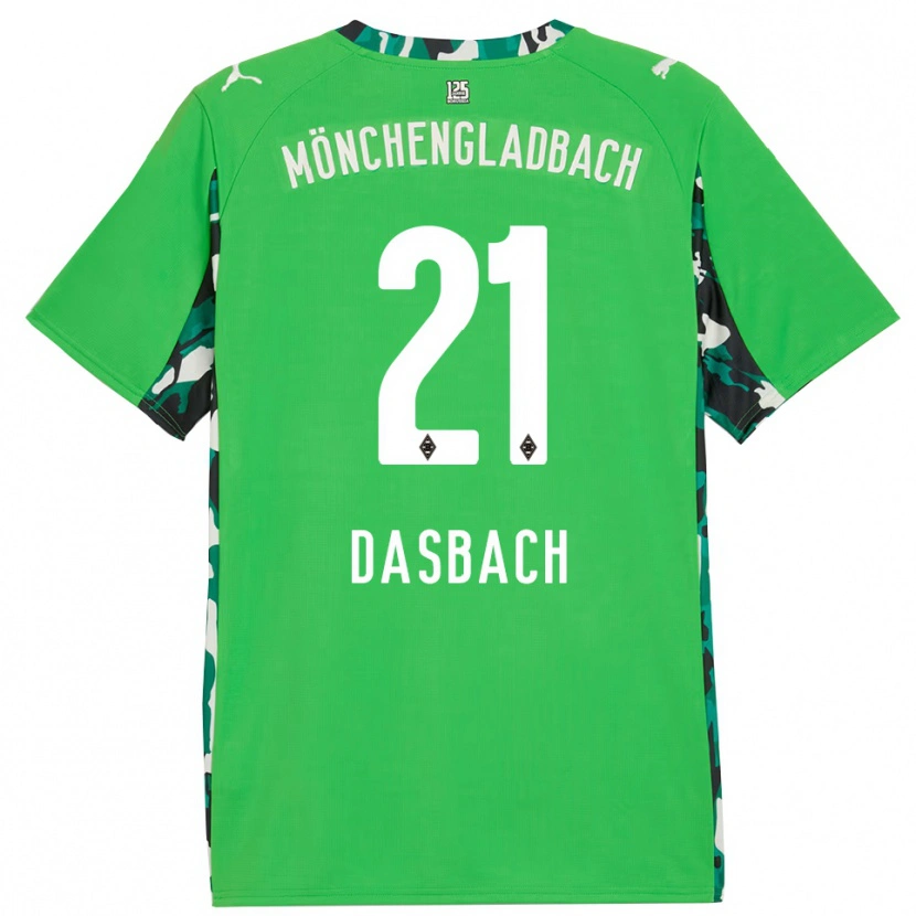 Danxen Dzieci Yannik Dasbach #21 Zielony Czarny Wyjazdowa Koszulka 2025/26 Koszulki Klubowe