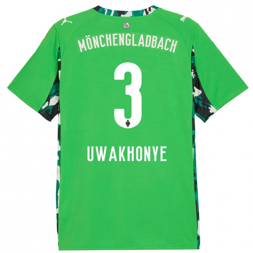 Danxen Dzieci Joshua Uwakhonye #3 Zielony Czarny Wyjazdowa Koszulka 2025/26 Koszulki Klubowe