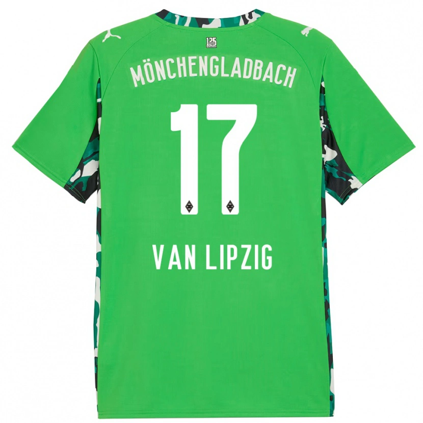 Danxen Dzieci Mika Van Lipzig #17 Zielony Czarny Wyjazdowa Koszulka 2025/26 Koszulki Klubowe