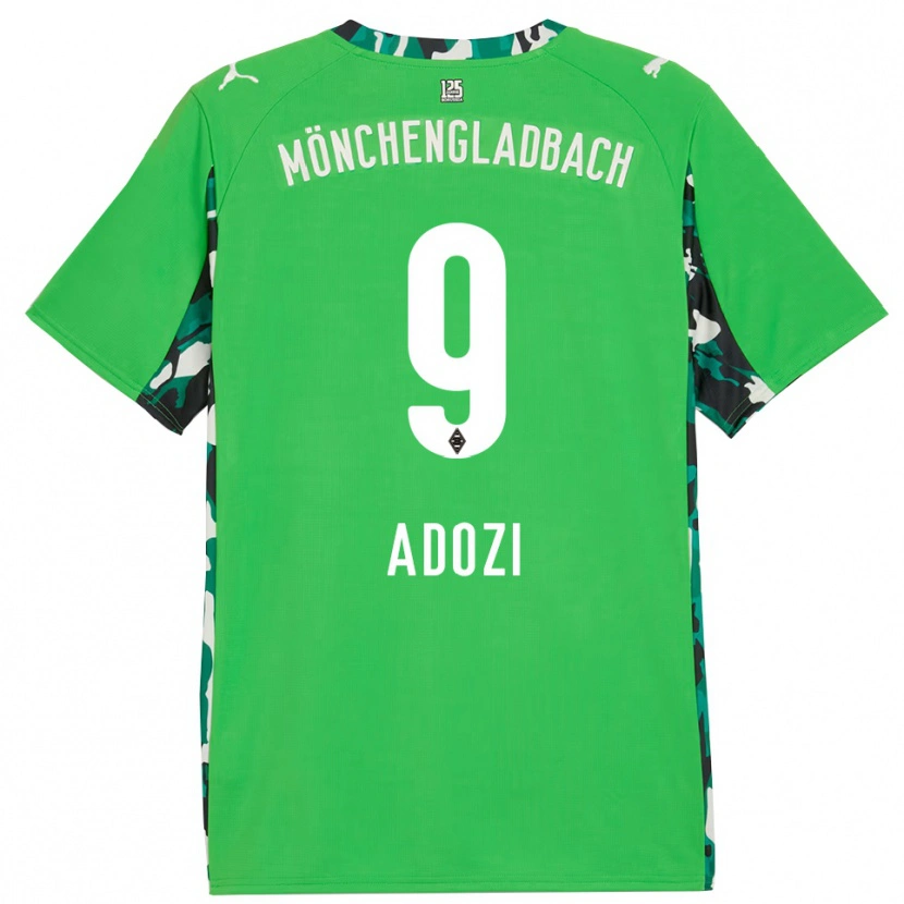 Danxen Dzieci Justin Adozi #9 Zielony Czarny Wyjazdowa Koszulka 2025/26 Koszulki Klubowe