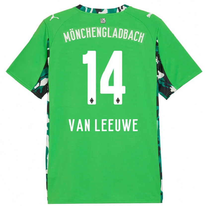 Danxen Dzieci Kyra Van Leeuwe #14 Zielony Czarny Wyjazdowa Koszulka 2025/26 Koszulki Klubowe