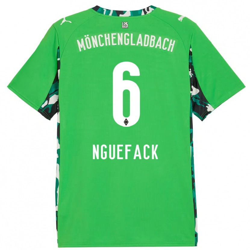 Danxen Dzieci Mathieu Nguefack #6 Zielony Czarny Wyjazdowa Koszulka 2025/26 Koszulki Klubowe