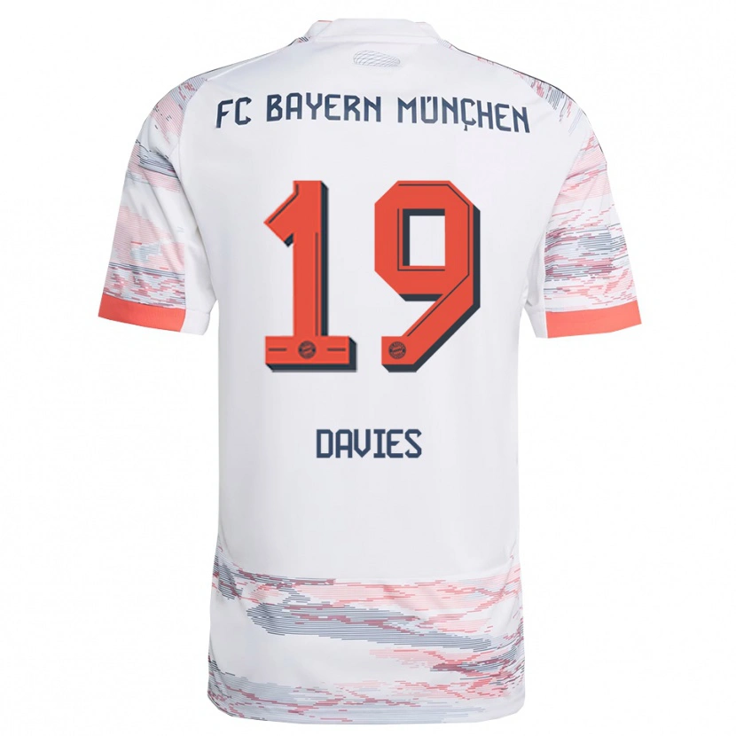 Danxen Dzieci Alphonso Davies #19 Biały Szary Wyjazdowa Koszulka 2025/26 Koszulki Klubowe