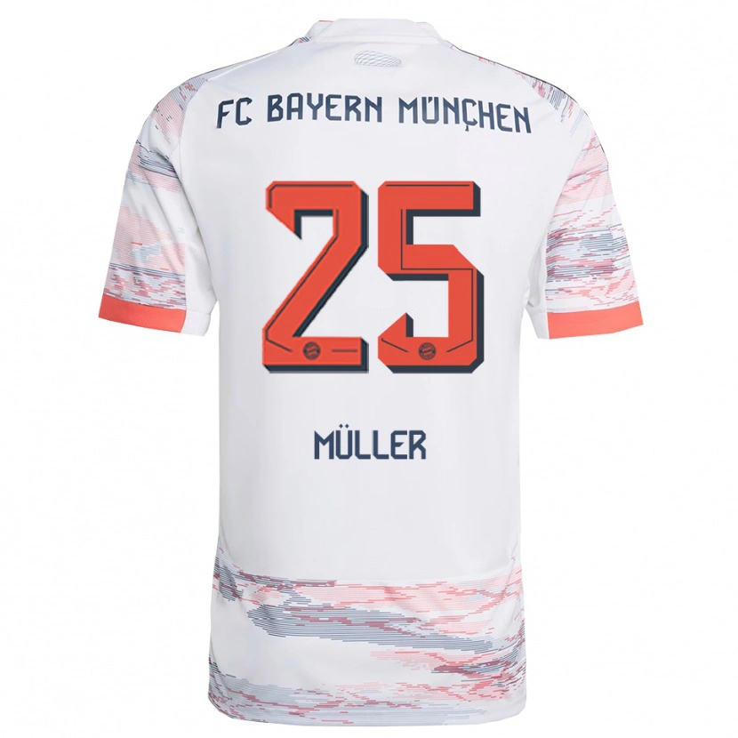 Danxen Dzieci Thomas Müller #25 Biały Szary Wyjazdowa Koszulka 2025/26 Koszulki Klubowe