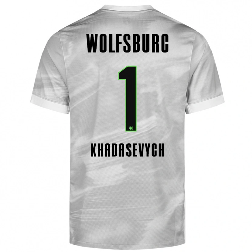 Danxen Dzieci Kyrylo Khadasevych #1 Szary Biały Wyjazdowa Koszulka 2025/26 Koszulki Klubowe