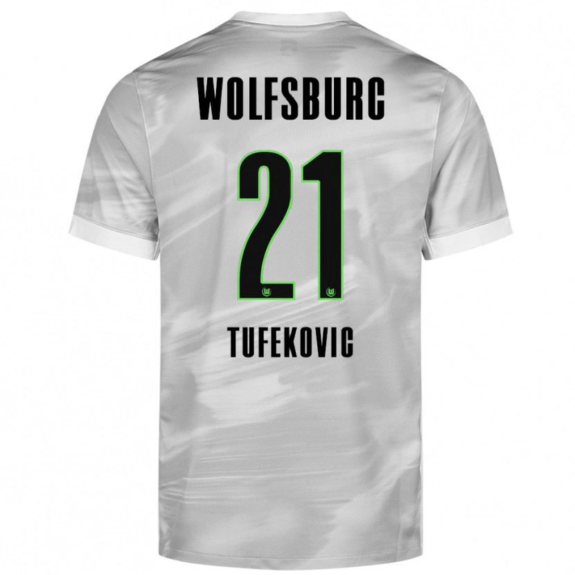 Danxen Dzieci Martina Tufekovic #21 Szary Biały Wyjazdowa Koszulka 2025/26 Koszulki Klubowe
