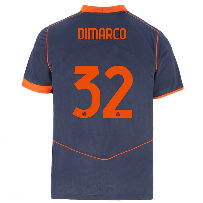 Danxen Dzieci Federico Dimarco #32 Szary Pomarańczowy Trzeci Komplet Koszulka 2025/26 Koszulki Klubowe