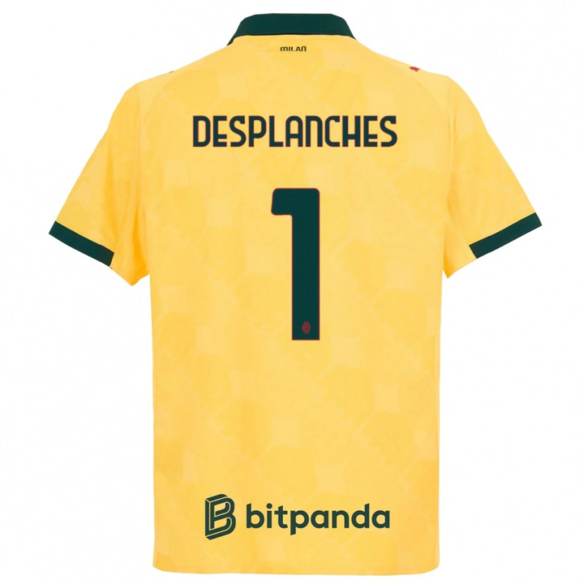 Danxen Dzieci Sebastiano Desplanches #1 Żółty Czarny Trzeci Komplet Koszulka 2025/26 Koszulki Klubowe