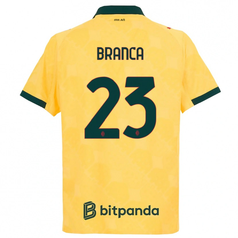 Danxen Dzieci Simone Branca #23 Żółty Czarny Trzeci Komplet Koszulka 2025/26 Koszulki Klubowe