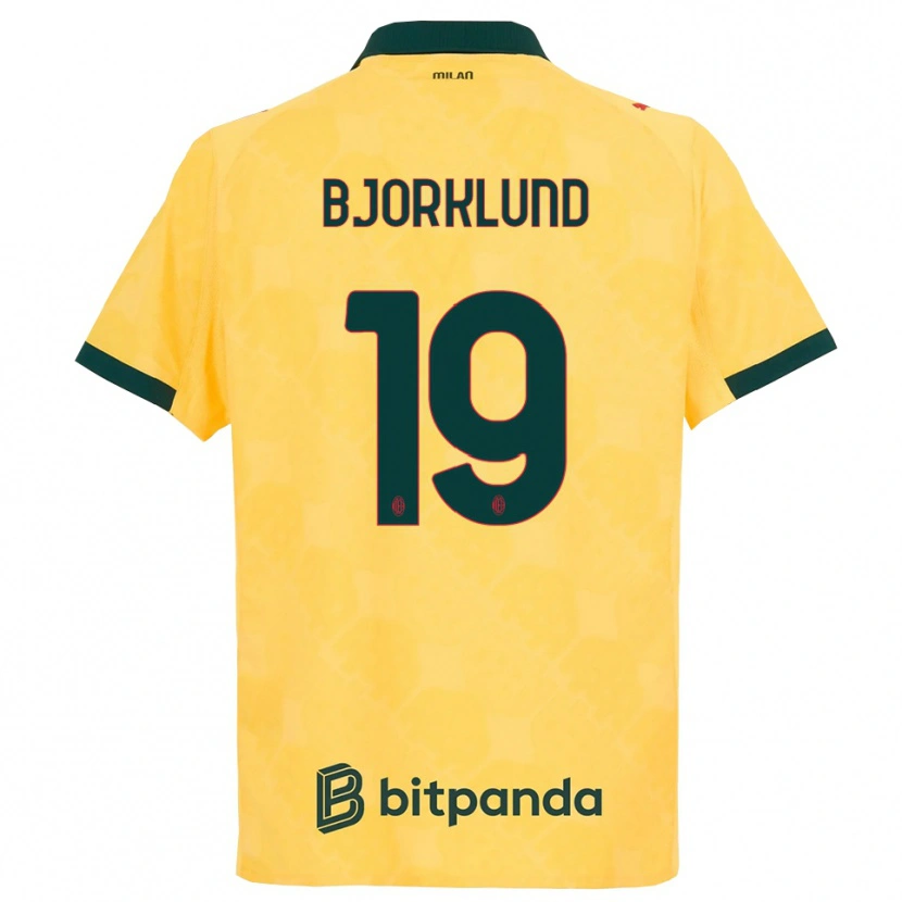 Danxen Dzieci Lukas Bjorklund #19 Żółty Czarny Trzeci Komplet Koszulka 2025/26 Koszulki Klubowe