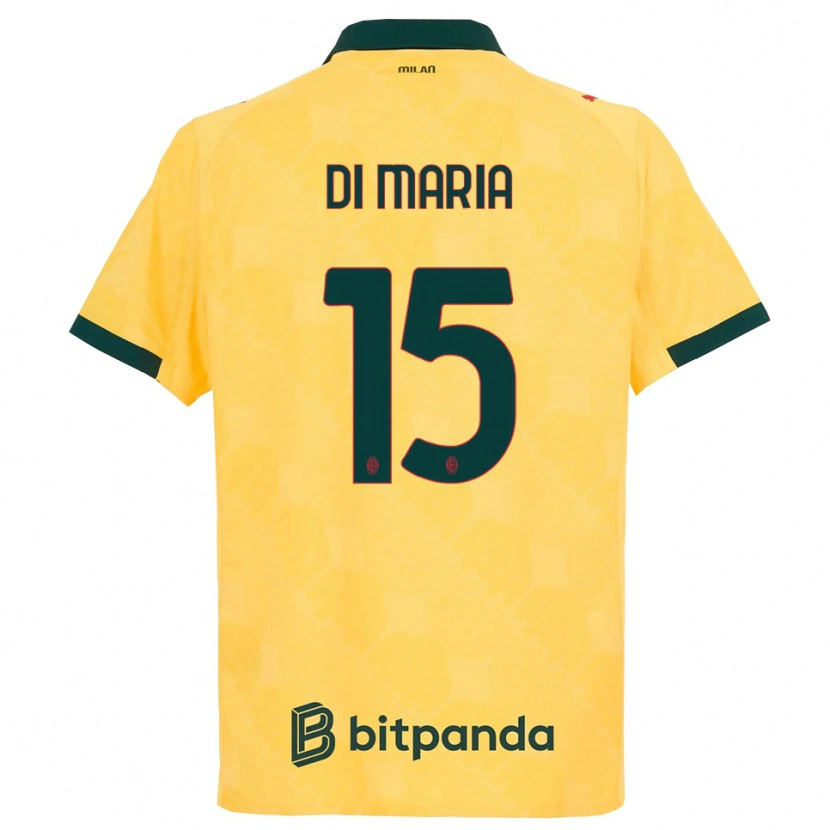 Danxen Dzieci Alessandro Di Maria #15 Żółty Czarny Trzeci Komplet Koszulka 2025/26 Koszulki Klubowe