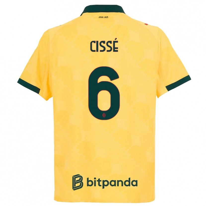 Danxen Dzieci Maiga-Hamadoun Cissé #6 Żółty Czarny Trzeci Komplet Koszulka 2025/26 Koszulki Klubowe