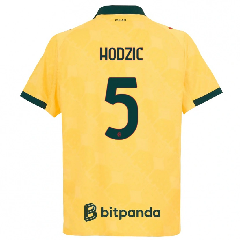 Danxen Dzieci Demirel Hodzic #5 Żółty Czarny Trzeci Komplet Koszulka 2025/26 Koszulki Klubowe