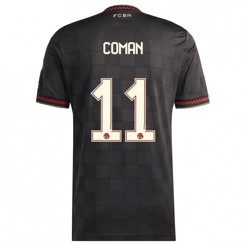 Danxen Dzieci Kingsley Coman #11 Czarny Biały Trzeci Komplet Koszulka 2025/26 Koszulki Klubowe
