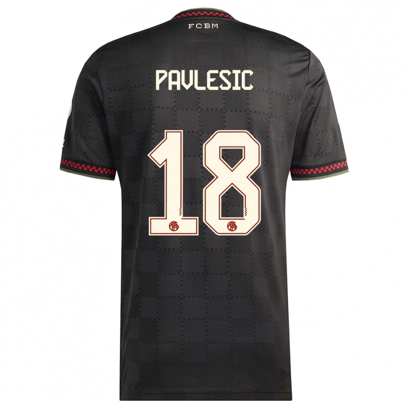 Danxen Dzieci Anthony Pavlesic #18 Czarny Biały Trzeci Komplet Koszulka 2025/26 Koszulki Klubowe
