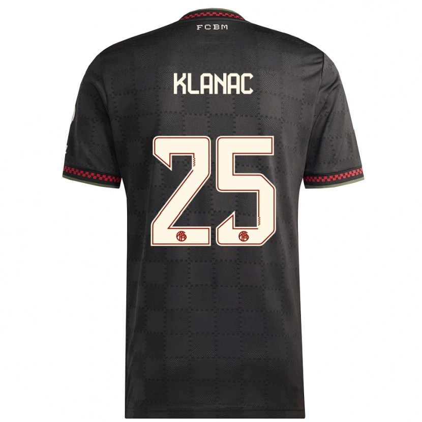 Danxen Dzieci Luka Klanac #25 Czarny Biały Trzeci Komplet Koszulka 2025/26 Koszulki Klubowe