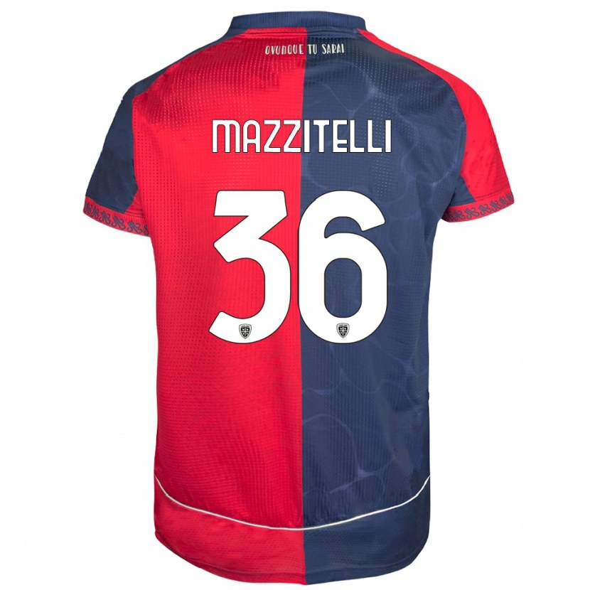 Danxen Męski Luca Mazzitelli #36 Czerwony Granatowy Domowa Koszulka 2025/26 Koszulki Klubowe